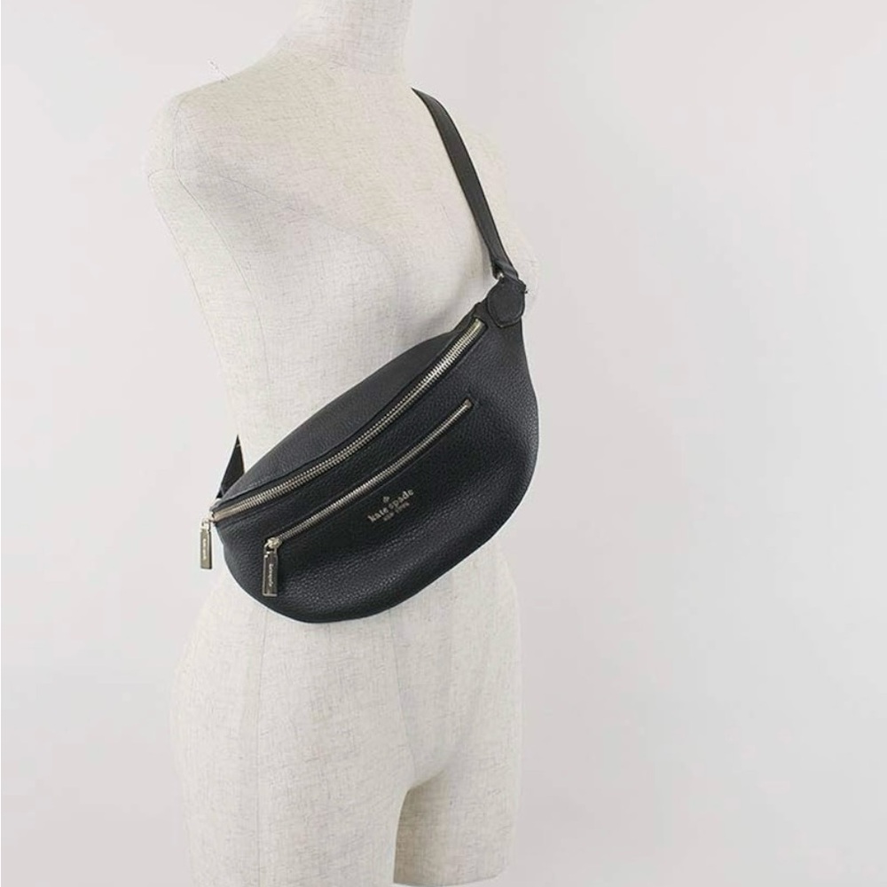 Kate Spade NWT black leather Fanny pack, waist bag, crossbody black & gold